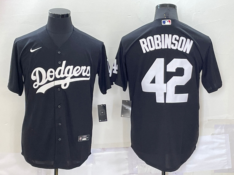 Men's Los Angeles Dodgers Jackie Robinson #42 Black Baseball Jersey